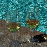 Wine by the pool at La Casa Vola